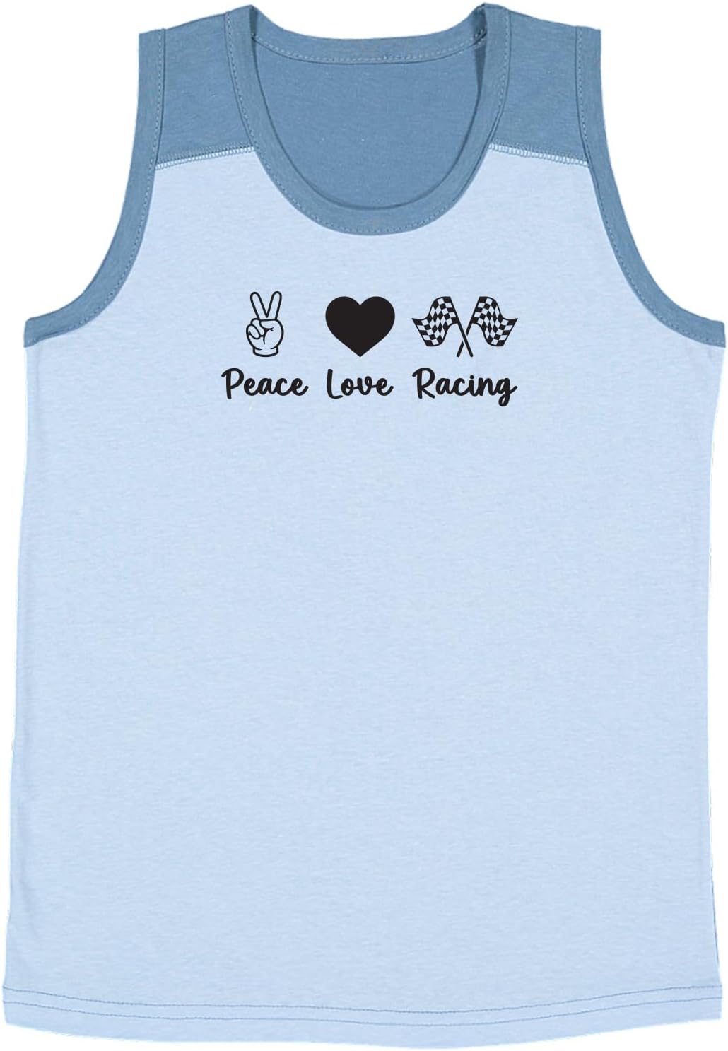Peace Love Racing - Car Auto Motorsports Youth Contrast Back Tank Top