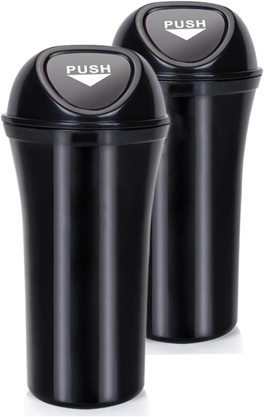 Car Trash Can with Lid Small Car Trash Bin Portable Vehicle Auto Car Garbage Can Bin Trash Container Fits Cup Holder Console Door Pocket Home Office Use 2 Packs Black