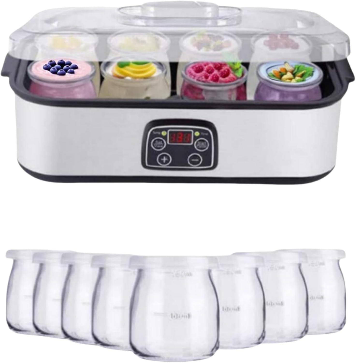Probiotic Yogurt Maker with 8 Lids, 36 Hour Yogurt Maker, 1400ML Multifunctional Electric Yogurt Maker, Probiotic Yogurt Maker with Adjustable Temperature and Time Control
