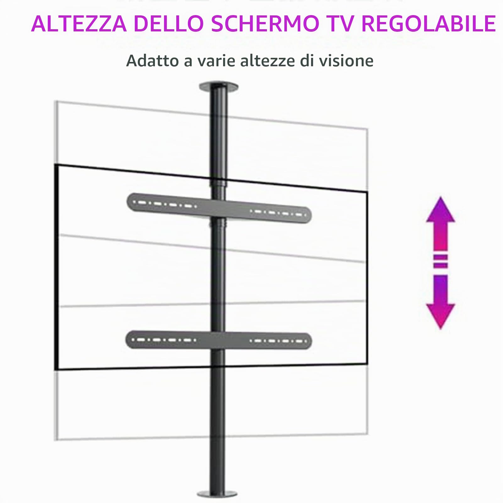 Supporto da Pavimento Telaio Girevole A 360 Gradi per TV LCD Parete Divisoria Rack Girevole Base Girevole per Mobile TV, Supporto Regolabile per TV A Soffitto(60-85cm)