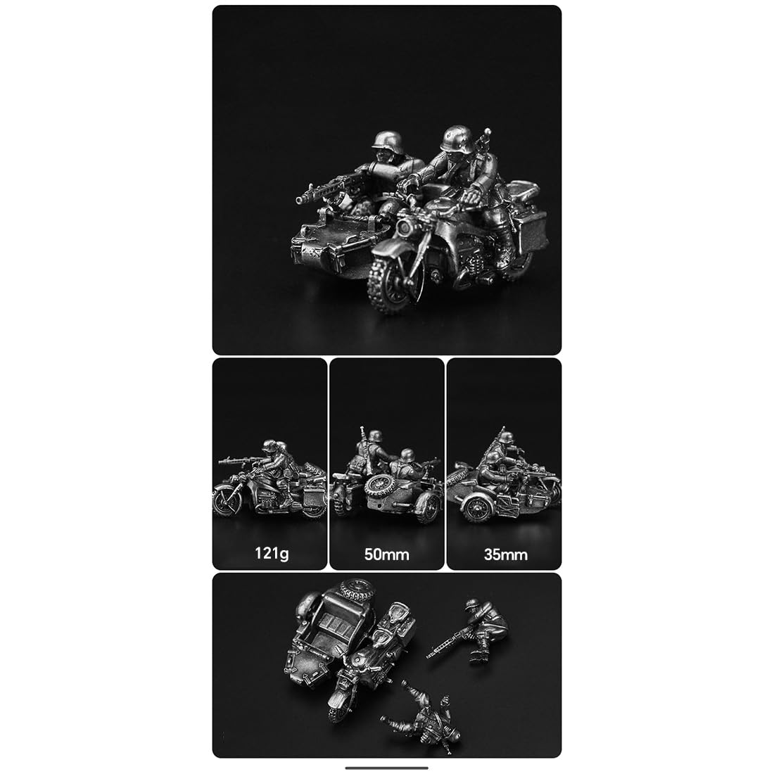 Figura de soldado de metal de la Segunda Guerra Mundial, modelo militar (3 unidades)