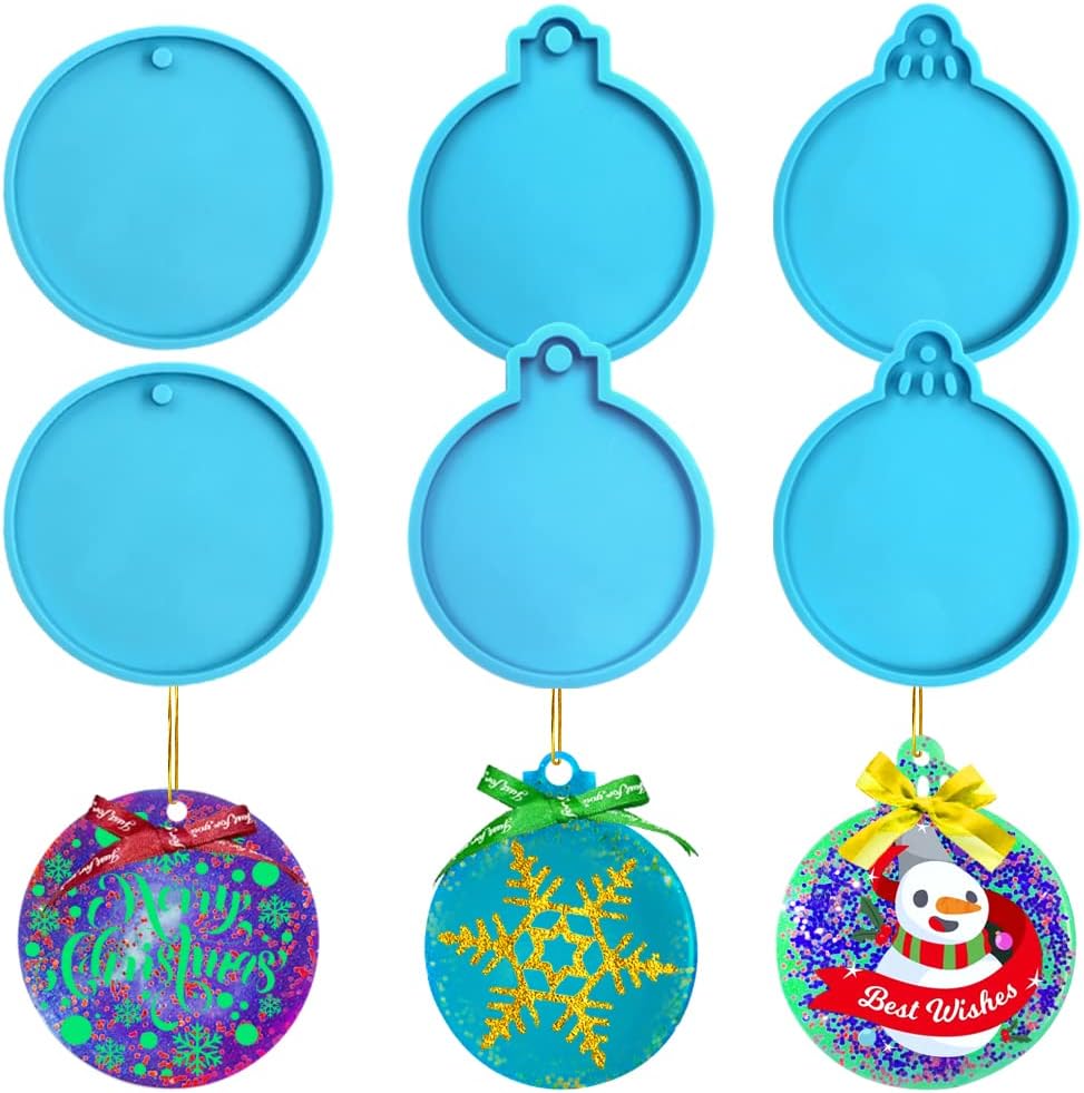 Stampi In Silicone Per Resina Natalizia - 4 Pezzi Con Foro Per Appendere, Per Ciondoli Fai Da Te - Foto 4