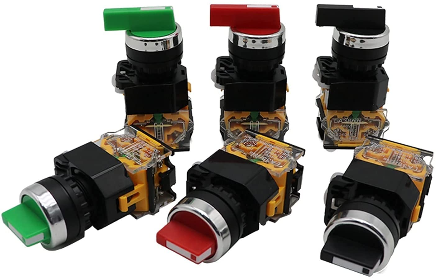 Perilla selectora de 22 mm, interruptor giratorio de enclavamiento momentáneo 2NO 1NO1NC 2 3 posiciones DPST 10A 400V, interruptor de encendido/apagado