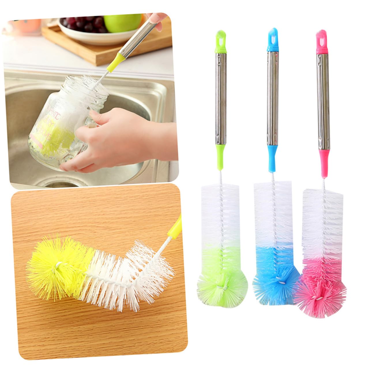 Healvian 6pezzi Spazzole Per Bottiglie Con Inossidabile Per Bottiglie Tazze e Caraffe Colori Casual