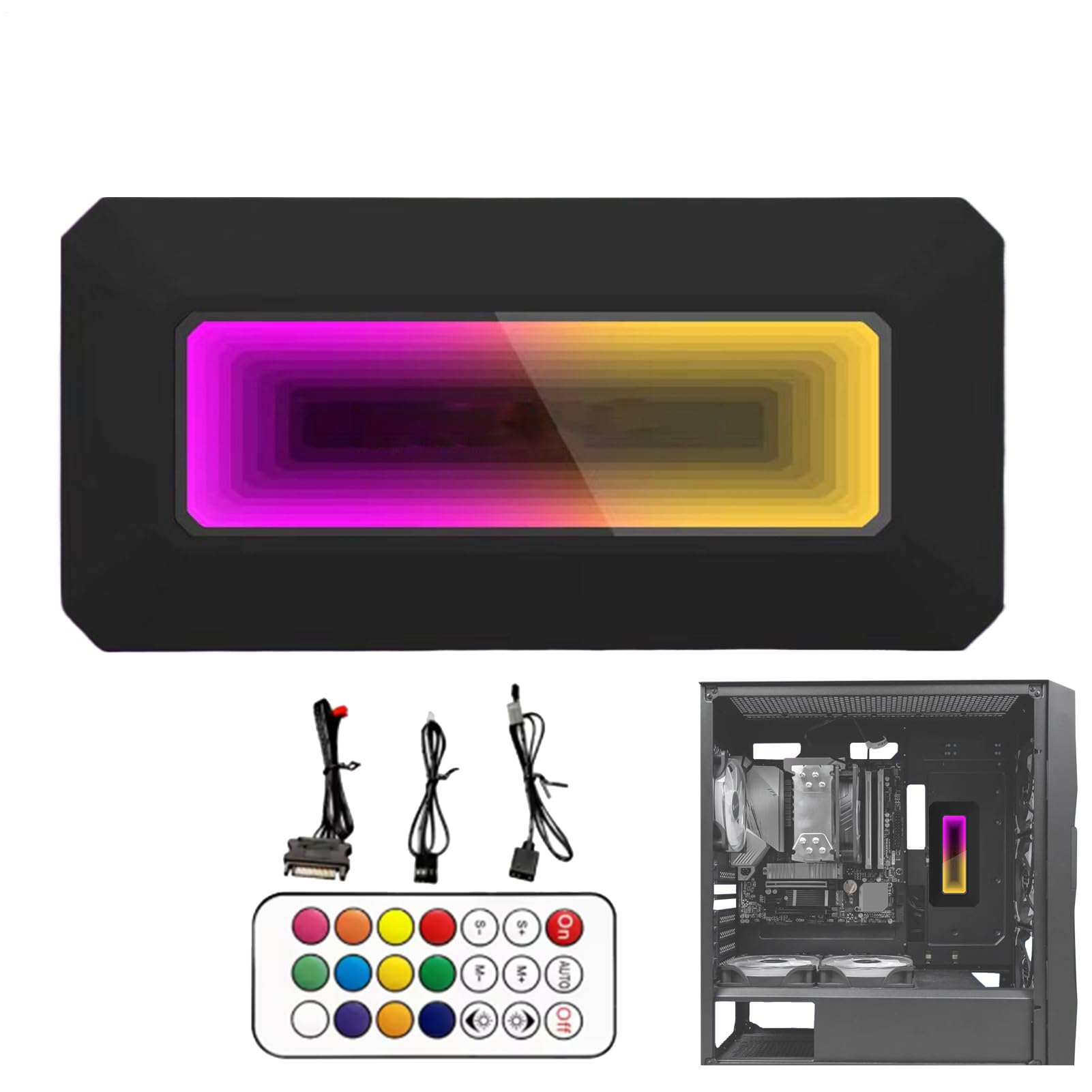ARGB concentrador de iluminacion con matriz brillante y panel de control PWM para torre PC 8