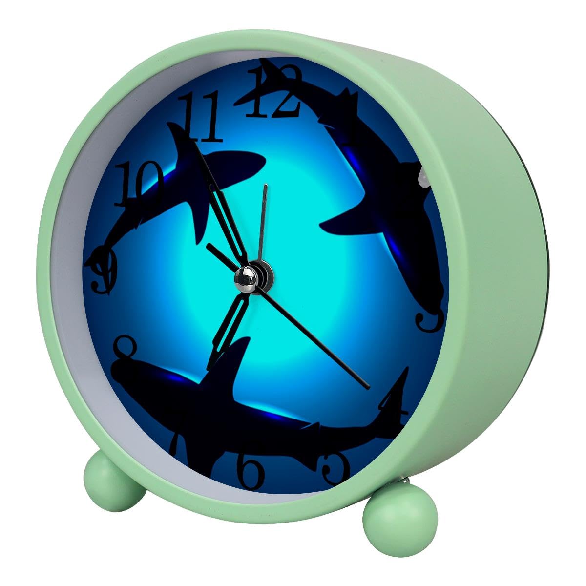 Luoweisi Alarm Clock Cute Shark Ocean, Silent Non-Ticking with Night Light