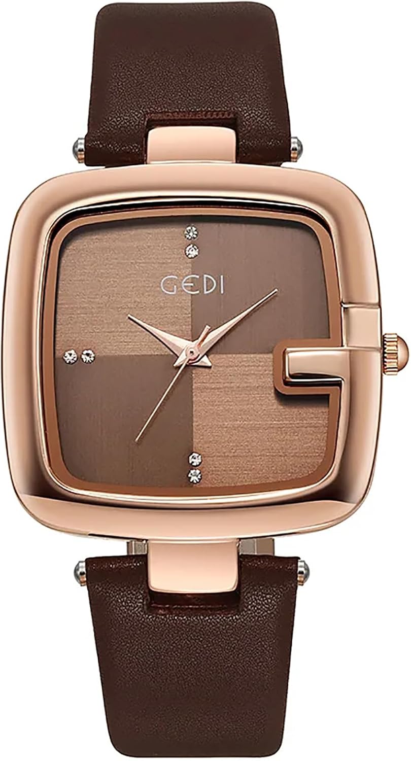 Gosasa Fashion Large Square Dial Women's Watch Minimalist Diamond Quartz Ladies Wristwatch High-end Leather Strap Casual Simple Waterproof Watches for Women