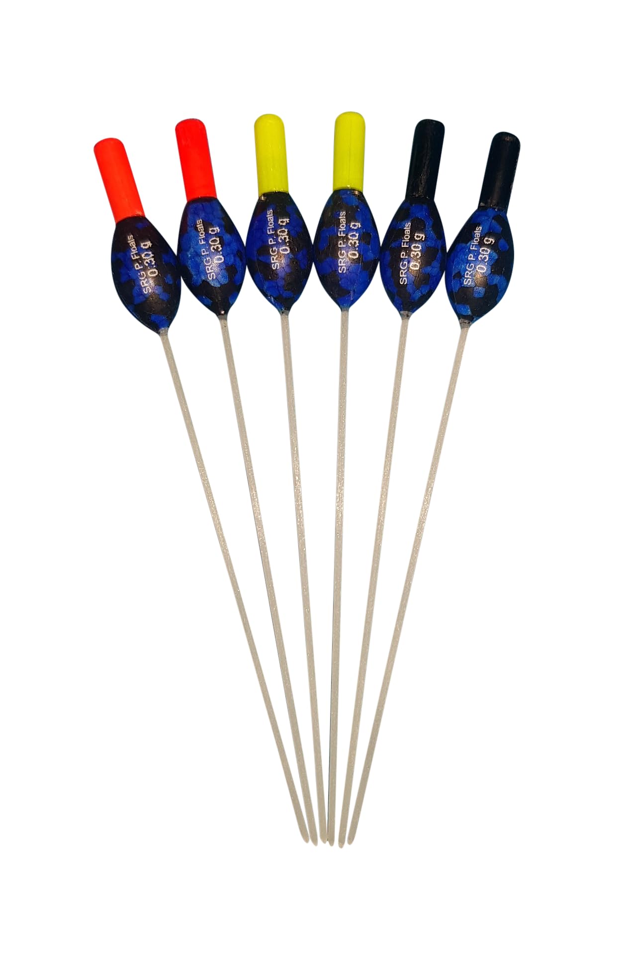 SRG Pole Floats SRG108 Pack of 6 x Pole Floats 'Hybrid' Power Big Head Fiberglass Stem choose from (0.2g / 0.3g) (6 x 0.2g (6 x Red Tip))