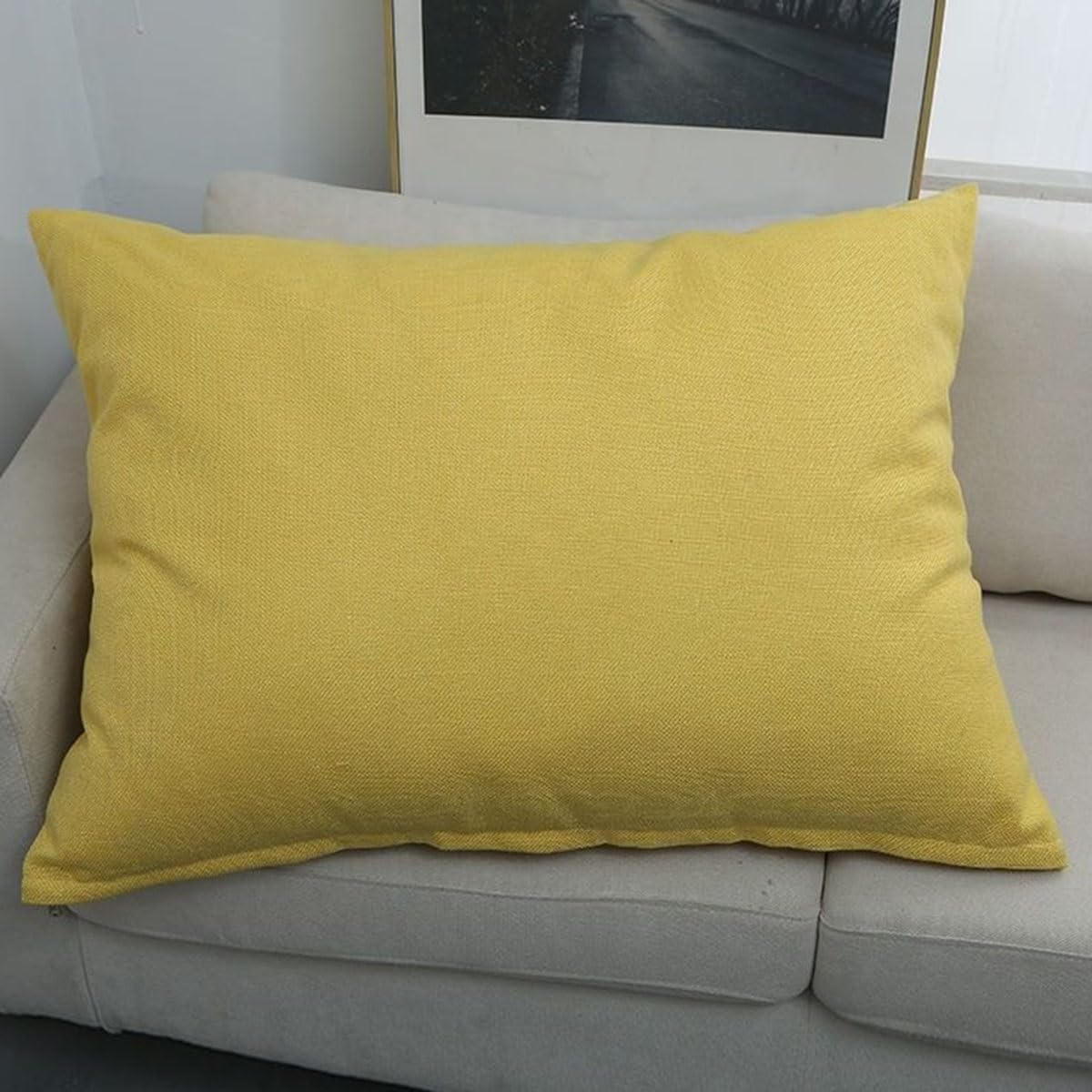 Swj-Swjssb Golden Yellow Throw Pillow Covers Linen Pillow Covers With Zipper Cotton Decorative Pillows Rectangle Cushion Covers Farmhouse Boho Decor For Sofa Couch Bed Living Room ( Color : Size : 50X70 Cm )