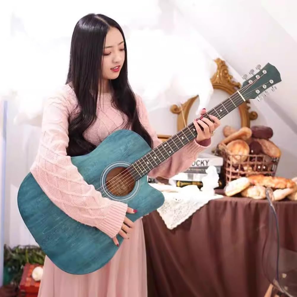 Gitara akustyczna dla początkujących, Zestaw startowy dla początkujących, gitara z wycięciem, wykonana w całości z drewna, dla początkujących dorosłych i nastolatków,5,40in