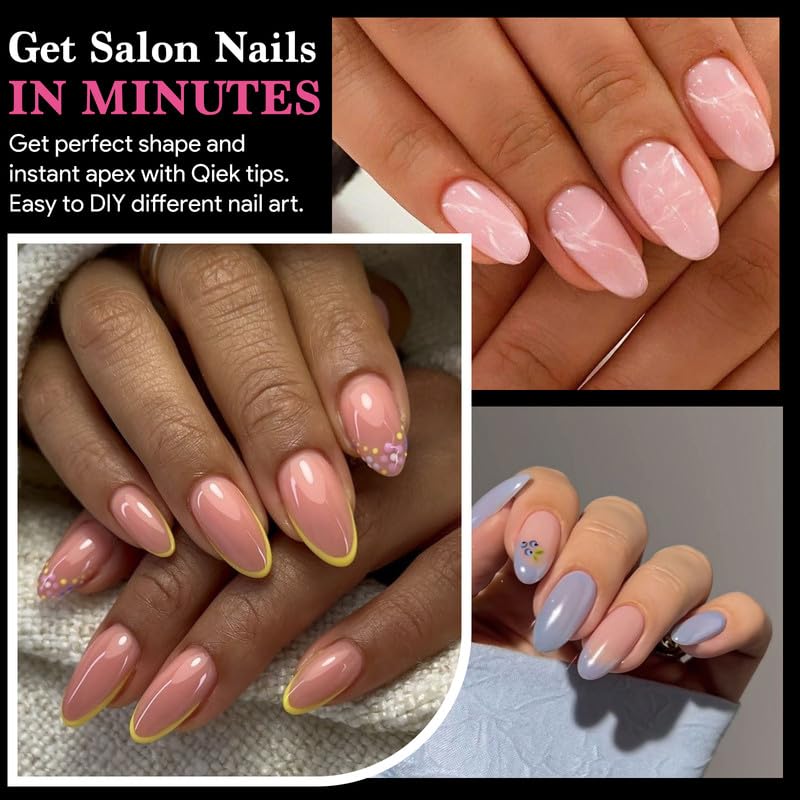 Image of Medium Round Nail Tips, 15 Sizes 510 PCS Clear Gel Tips | 510 PCS clear medium round tips with half-matte full cover, pre-shaped for DIY beginners and salons.
