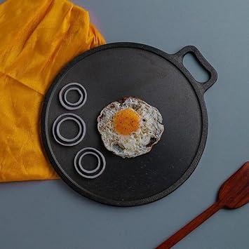 Iron Tawa for Dosa/Roti/Chapati | Induction & Gas Compatible | Cookware | Non Toxic | Black