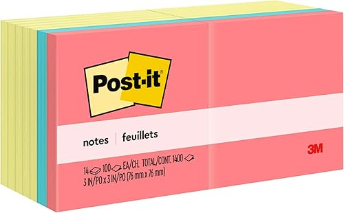 Post-it Colección Jaipur Papel para anotar, de 3 x 3 pulgadas. Paquete de 5 resmas (654-5UC).