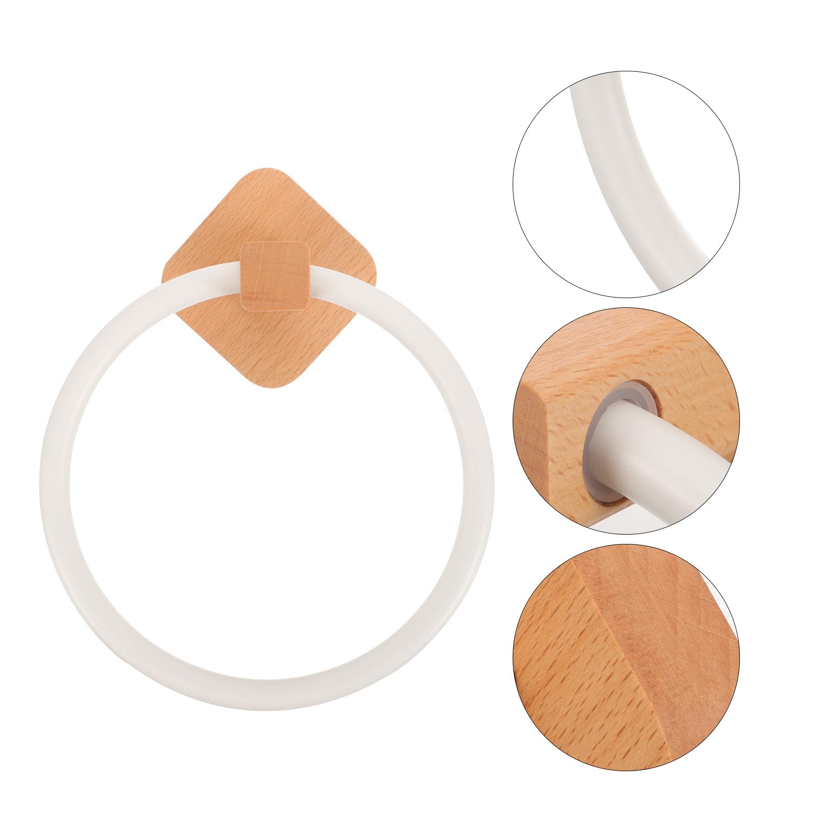 Tofficu Toallero de Mano de Madera Beige Almacenamiento de Toallas y Estructura Simple, Perchero Práctico para Baño Estilo Clásico y Montaje sin Taladro