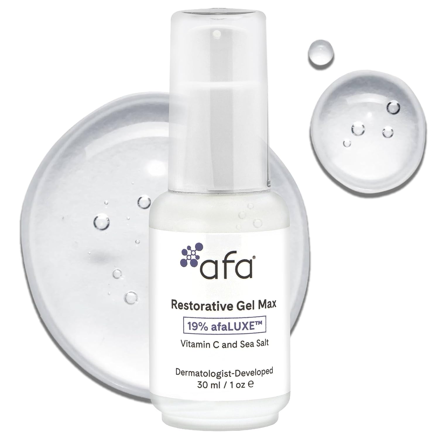 afa Restorative Gel Max 19% – Advanced Exfoliating Gel with afaLUXE™, Vitamin C & Dead Sea Minerals - For Brighter Skin, Smaller Pores, Smooth Texture & Fine Line Reduction, 1.0 fl oz