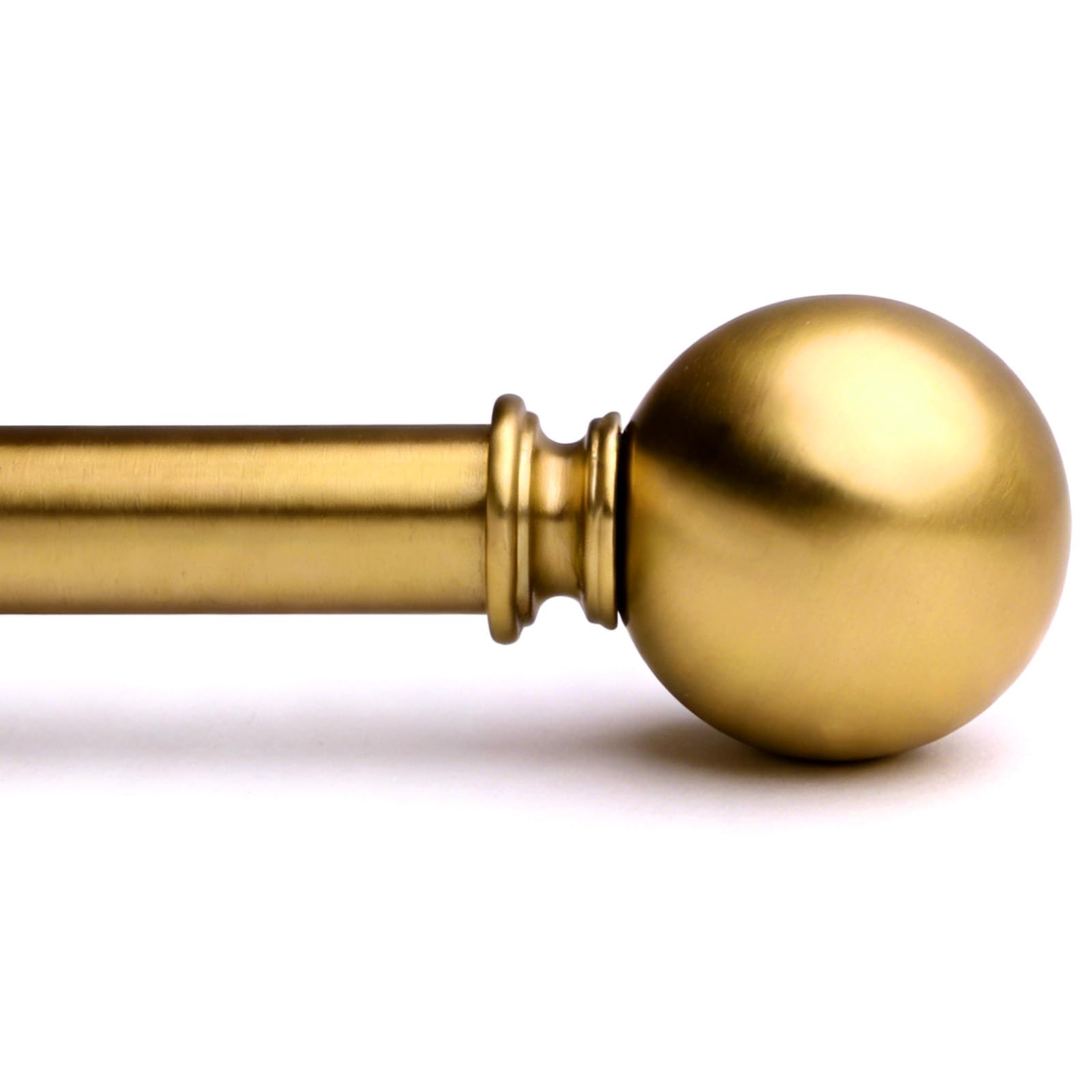 Golde Curtain Rods for Windows 18 to 45 inches,1 Inch Modern Metal Drapery Rods,Adjustable Heavy Duty Curtain Pole with Round Finials(18"-45"Soft Gold)