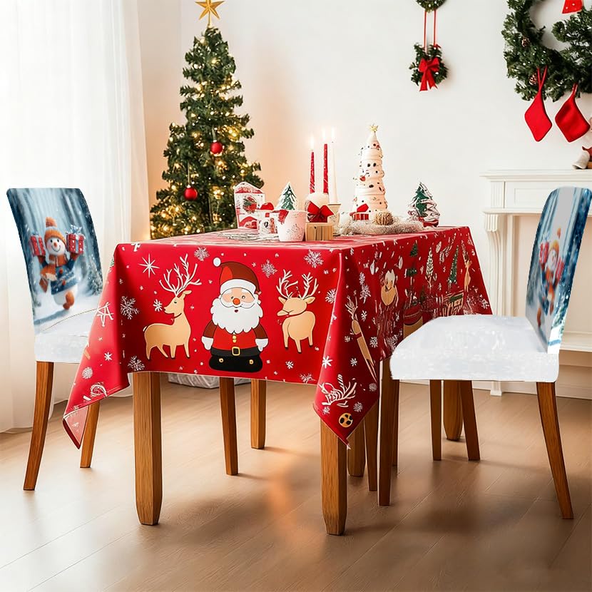Image of Snowman Christmas Dining Chair Covers Set of 4, Gift Slipcovers