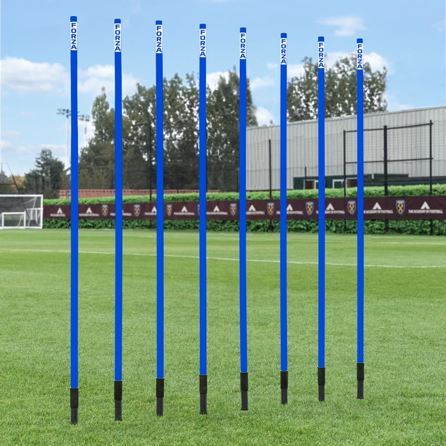 FORZA Slalom Trainingsstöcke, federbelastete Agility-Trainingsstöcke, 1,5 m oder 1,8 m, 8 oder 16 Stück, für Fußball, Agility- und Fitness-Übungen