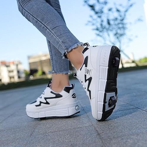 XRDSHY Chaussures À roulettes, Rétractables Automatiques Chaussures De Plein Air De Sport, Patins À roulettes Garçons Filles Baskets, Chaussures De Skate Chaussures De Fitness,Black-37