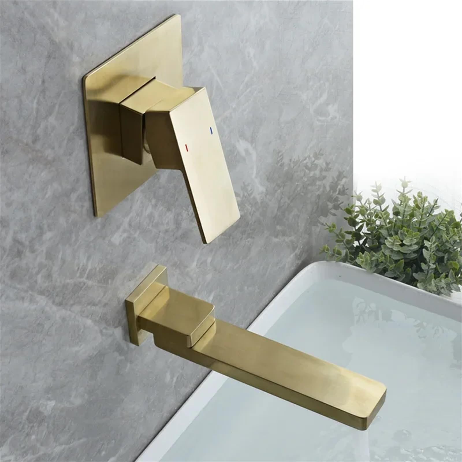 Rubinetti per vasca da bagno a parete, rubinetto per lavabo in oro spazzolato, rubinetto per bagno, rubinetto nero a parete, rubinetto per lavabo caldo e freddo, set di miscelatori per lavabo (color