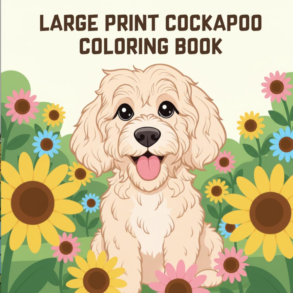 Large Print Cockapoo Coloring Book – 40+ Cute Cockapoo Dog Coloring Pages for Adults & Seniors: Easy & Relaxing Designs for Dog Lovers