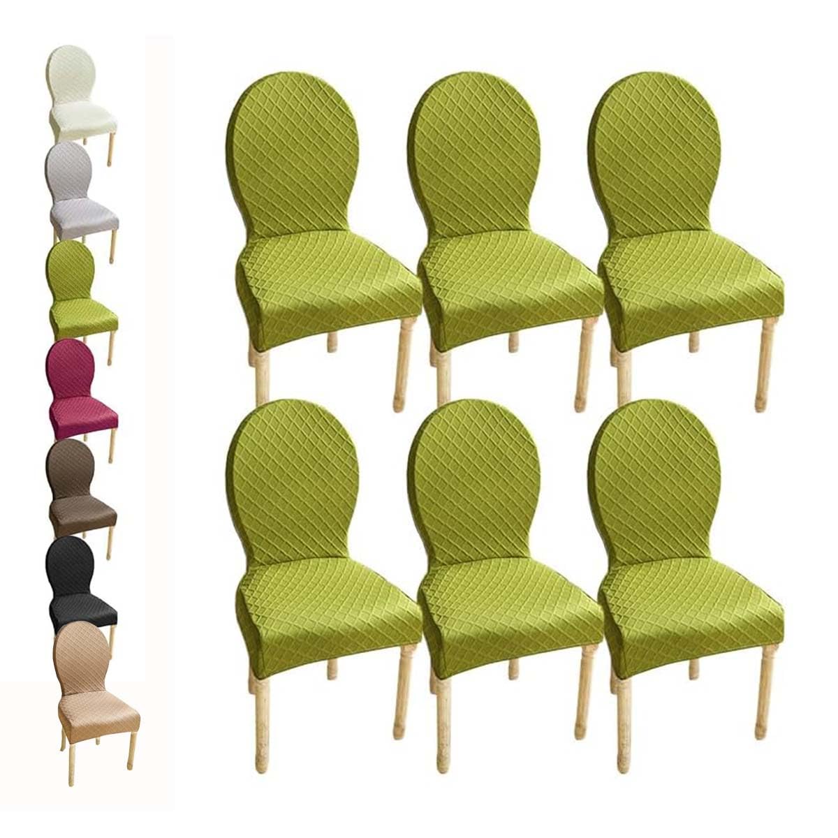 Fundas elásticas para sillas de comedor solución para respaldos redondos antemanchas gris