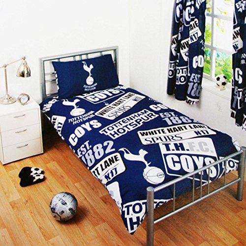 Image of Tottenham Hotspur FC Single Duvet Cover Bedding Set Patch Design + Colour Change Light