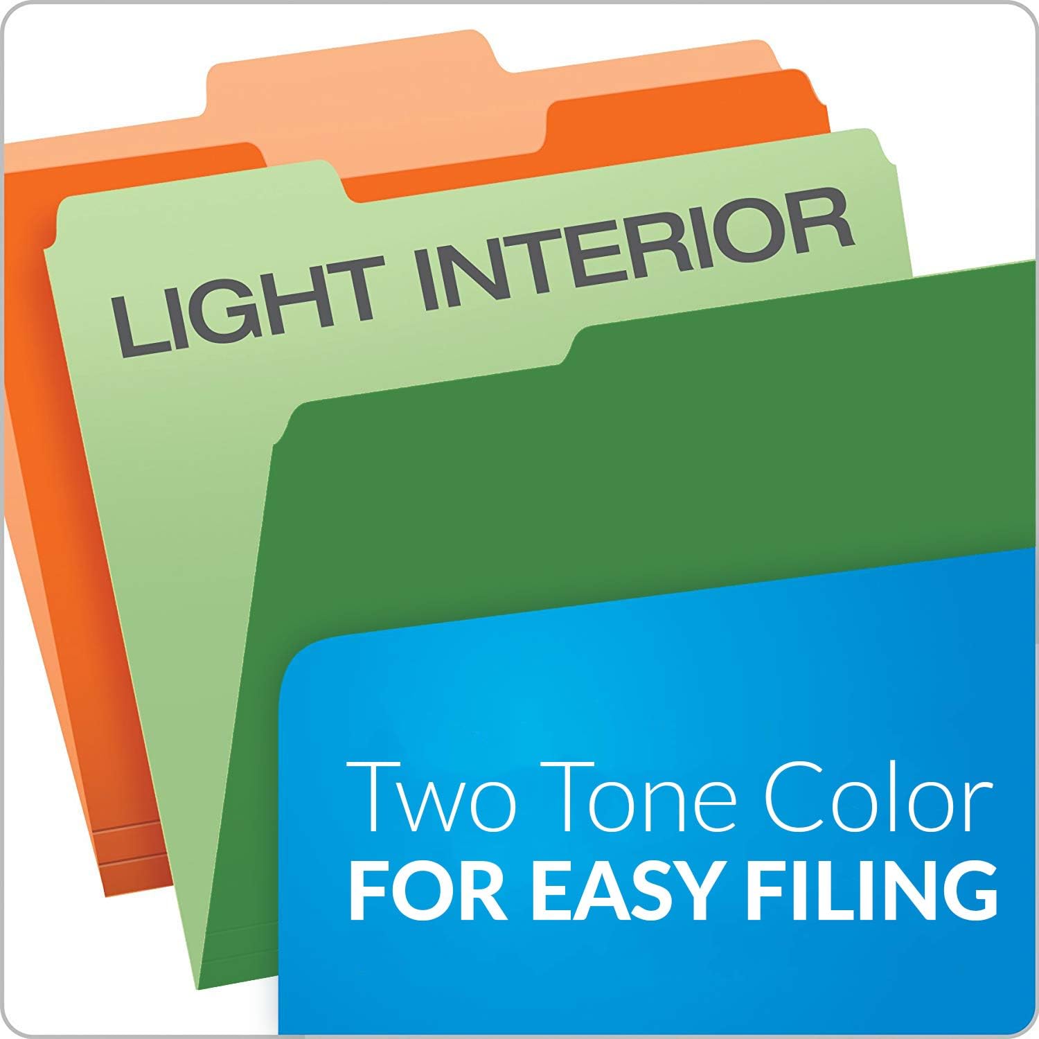 200-Count, Two-Tone Color File Folders, Letter Size, Assorted Colors, 1/3 Cut, 200 per Box