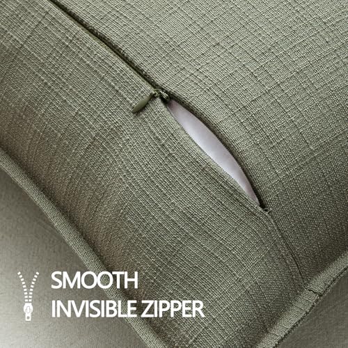Image of MIULEE Pack of 2 Thick Textured Couch Throw Pillow Covers 20x20, Olive Green Decorative Pillow Covers, Neutral Linen Cushion Cases for Sofa Bed Living Room Modern Farmhouse Home Decor, No Filling