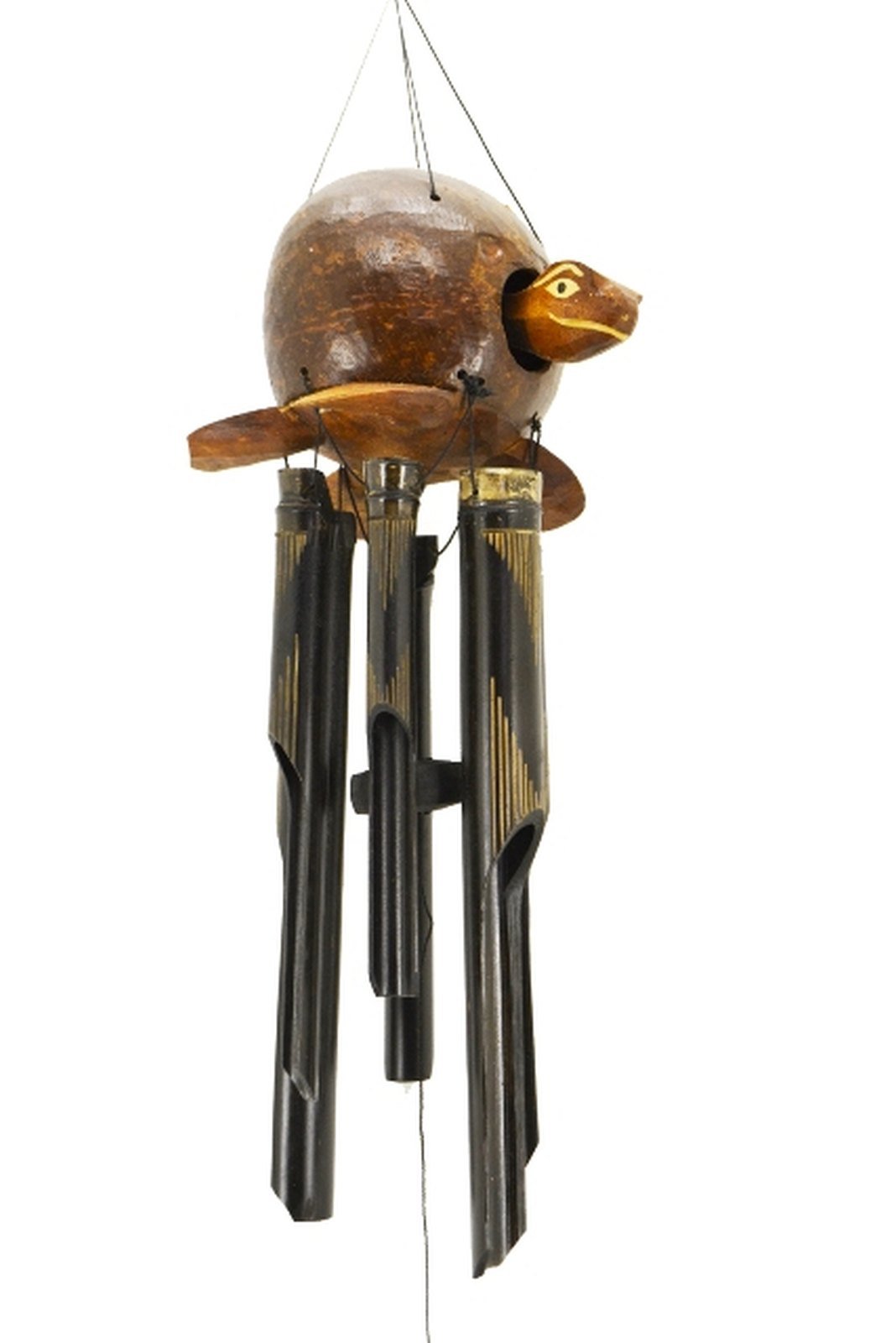Premium 80cm Windspiel Holz Feng Shui Klangspiel Geschnitzt Kokosnuss Schildkröte Geschnitzt Guter Klang