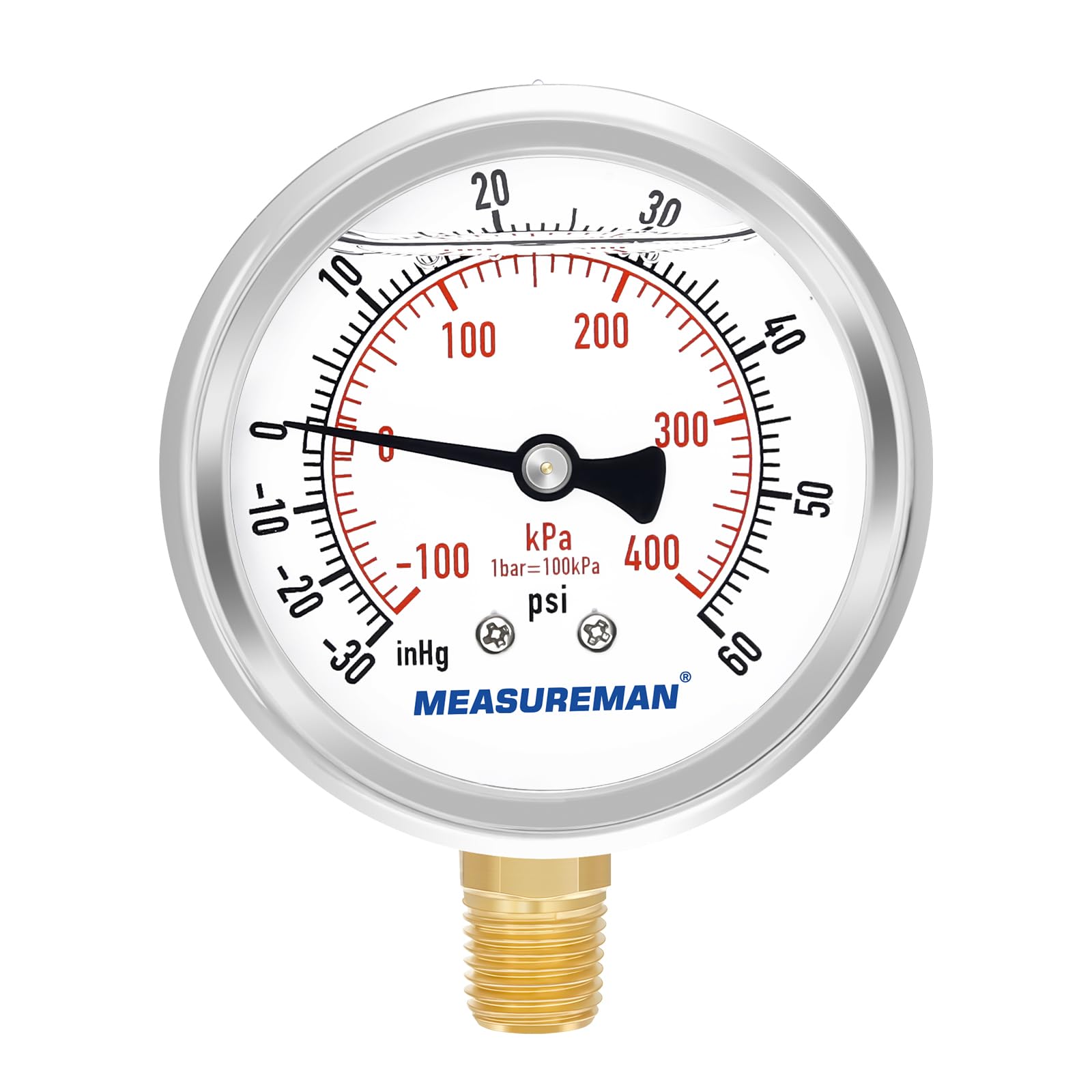 MEASUREMAN Pressure Gauge - 0-10000psi Stainless Steel -28