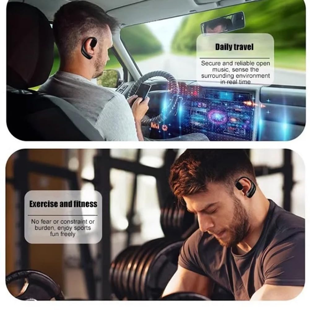 Cuffie sportive da appendere, Bluetooth, Sporty Hanging Ear Earphones, 5.4 Bluetooth, sport, 60 ore, con custodia di ricarica, indicatore LED, IPX5 impermeabile (3 pezzi)