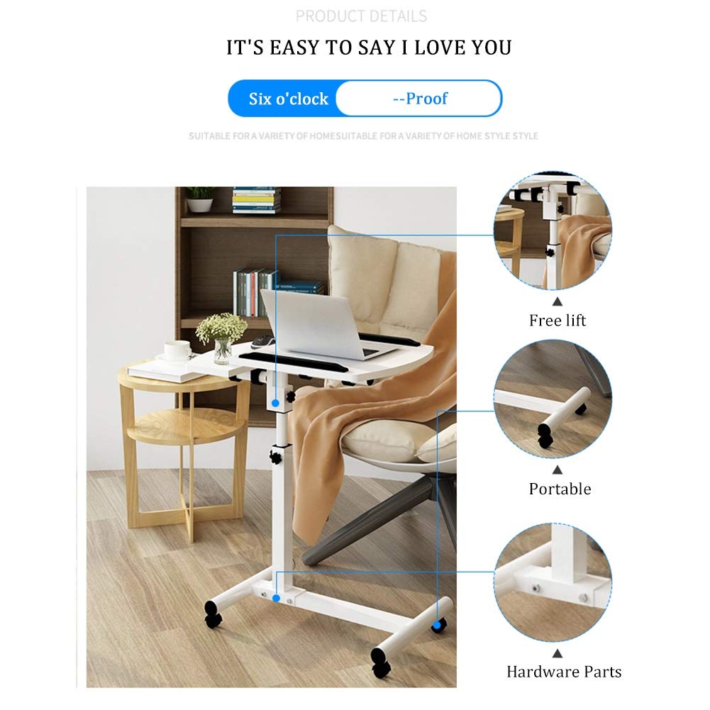Tavolo Servitore Tavolino Mobile per Computer Tavolino Mobile per Laptop, Carrello da scrivania Portatile per Laptop con Superfici Inclinabili per Utenti Destrimani e Mancini Tavolo con Ruot