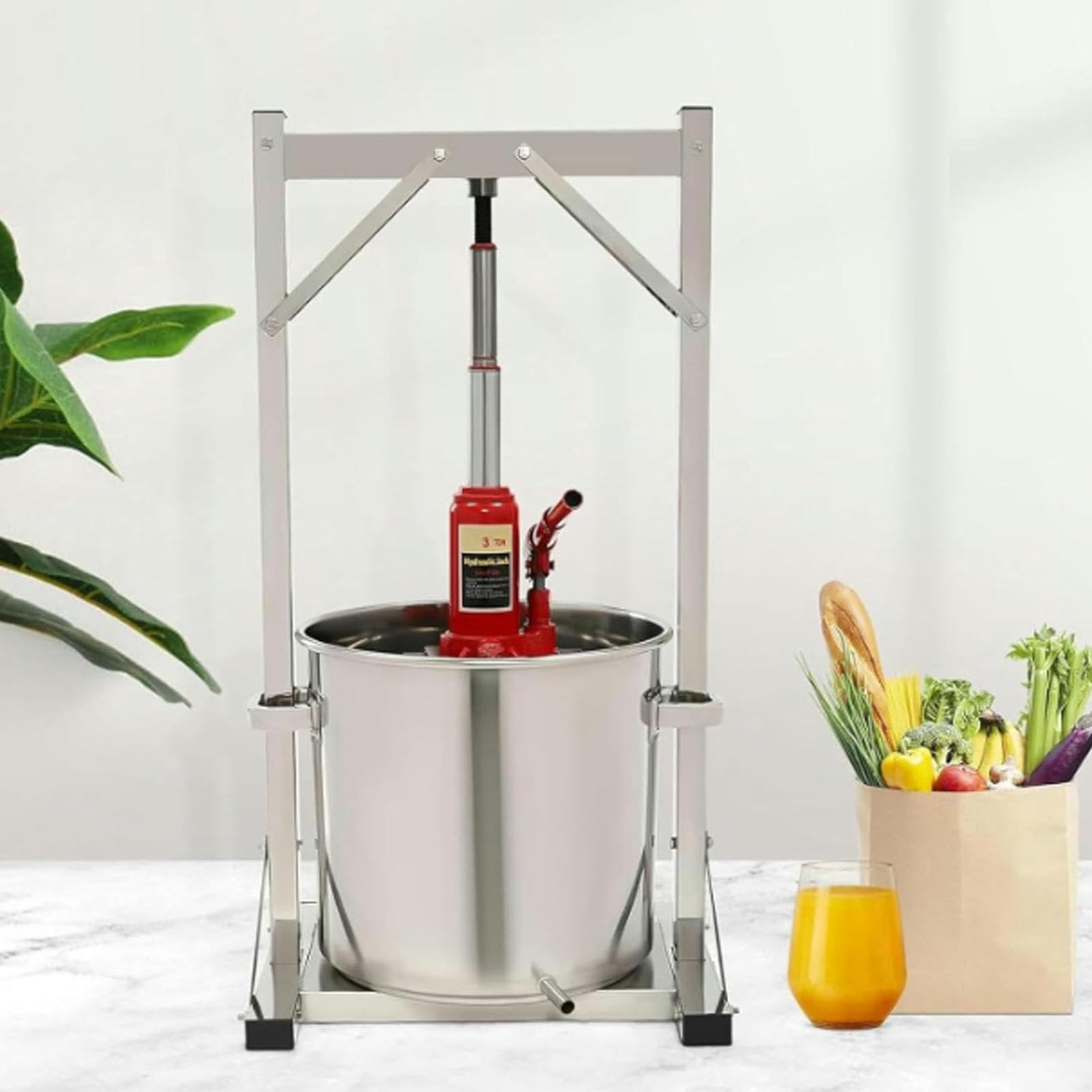 JXYQ Hydraulic Wine Press, Stainless Steel Equipment for Making Grape Wine, Cider, and Juice