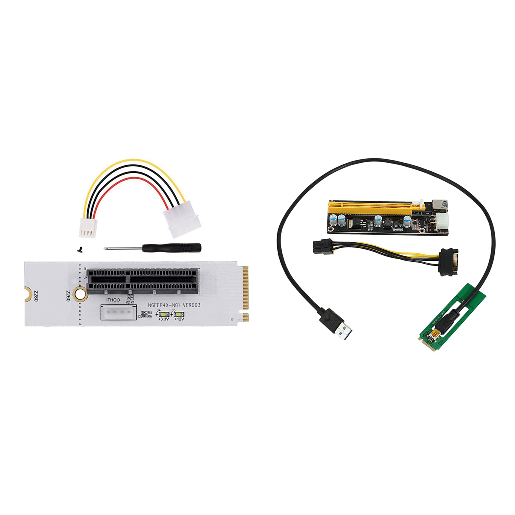 Bloepum M.2 Key M to PCI-E 1X 4X Adapter Card to NGFF 4X Signal M.2 NVMe & NGFF M.2 M Key to USB 3.0 PCI-E Riser Card
