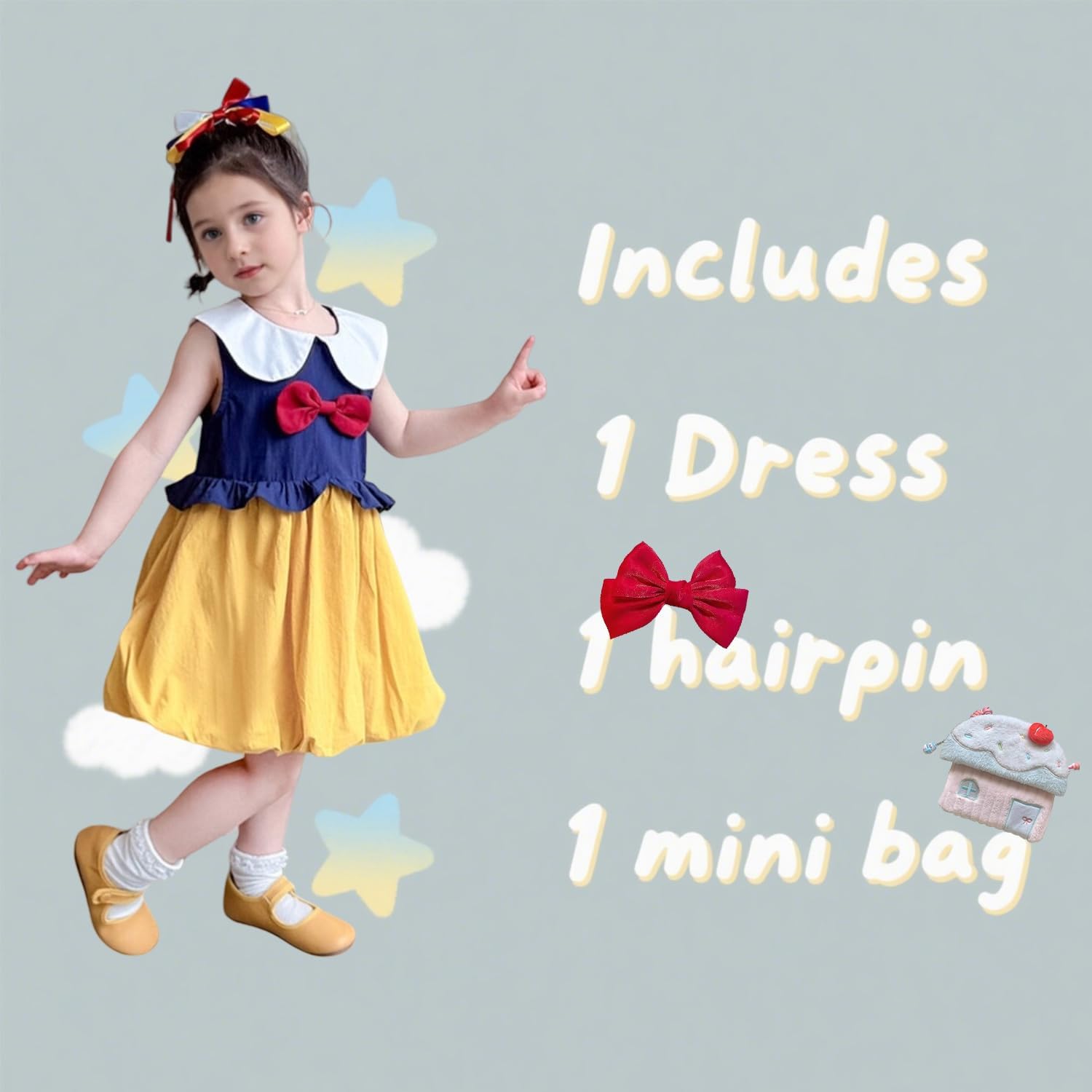 JBin Rich 3-7T Toddler Girls Dress Set-Casual Party Holiday Sleeveless Dress for Halloween,Christmas,Birthday,Daily Wear - Image 3