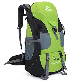 Bseash 50L Hiking Backpack, Water Resistant Lightweight Outdoor Sport Daypack Travel Bag for Camping Climbing Skiing Cycling (Green - No Shoe Compartment)