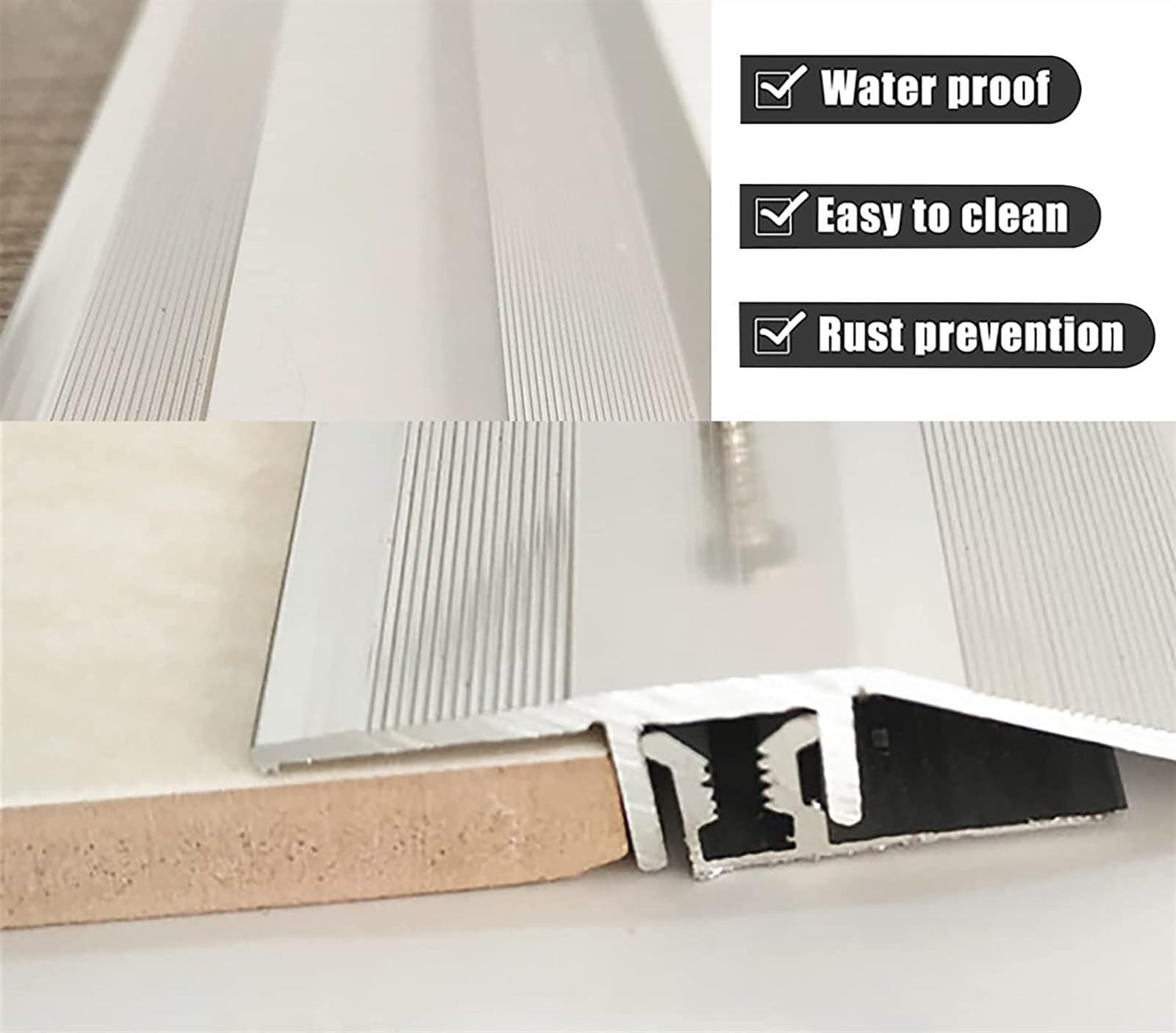 Profilo di Transizione, Striscia di Soglia, Tappeto for piastrelle for pavimenti in legno Strisce di rifinitura for bordi argentati, include base e hardware, installazione rapida