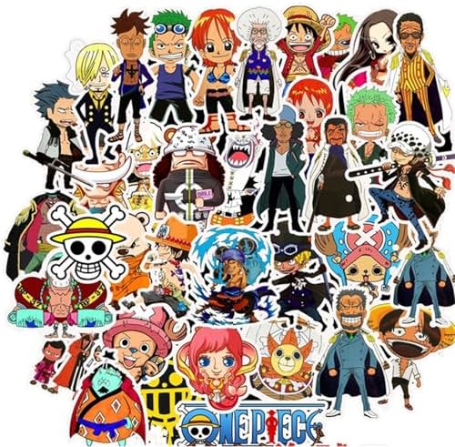 50PCS Anime One Piece Stickers for Kids,Hot Cartoon Anime Vinyl Sticker for Water Bottle Laptop Phone Scrapbooking Journaling for Adults Teens for Party Supply Favor (One 50) image 3