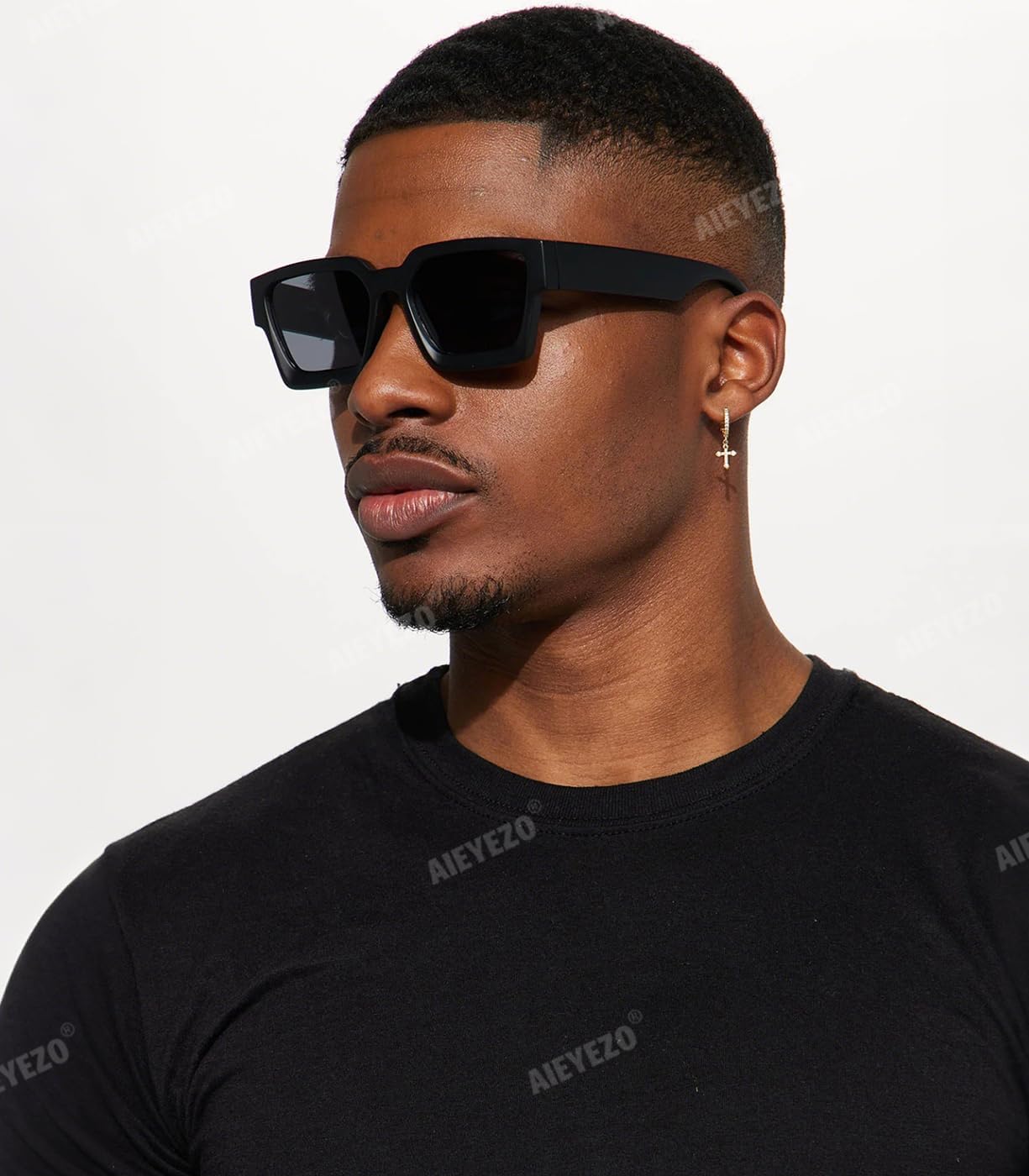 AIEYEZO Square Sunglasses for Women Men Square Thick Frame Sun Glasses Simple Designer Style Shades - Image 3
