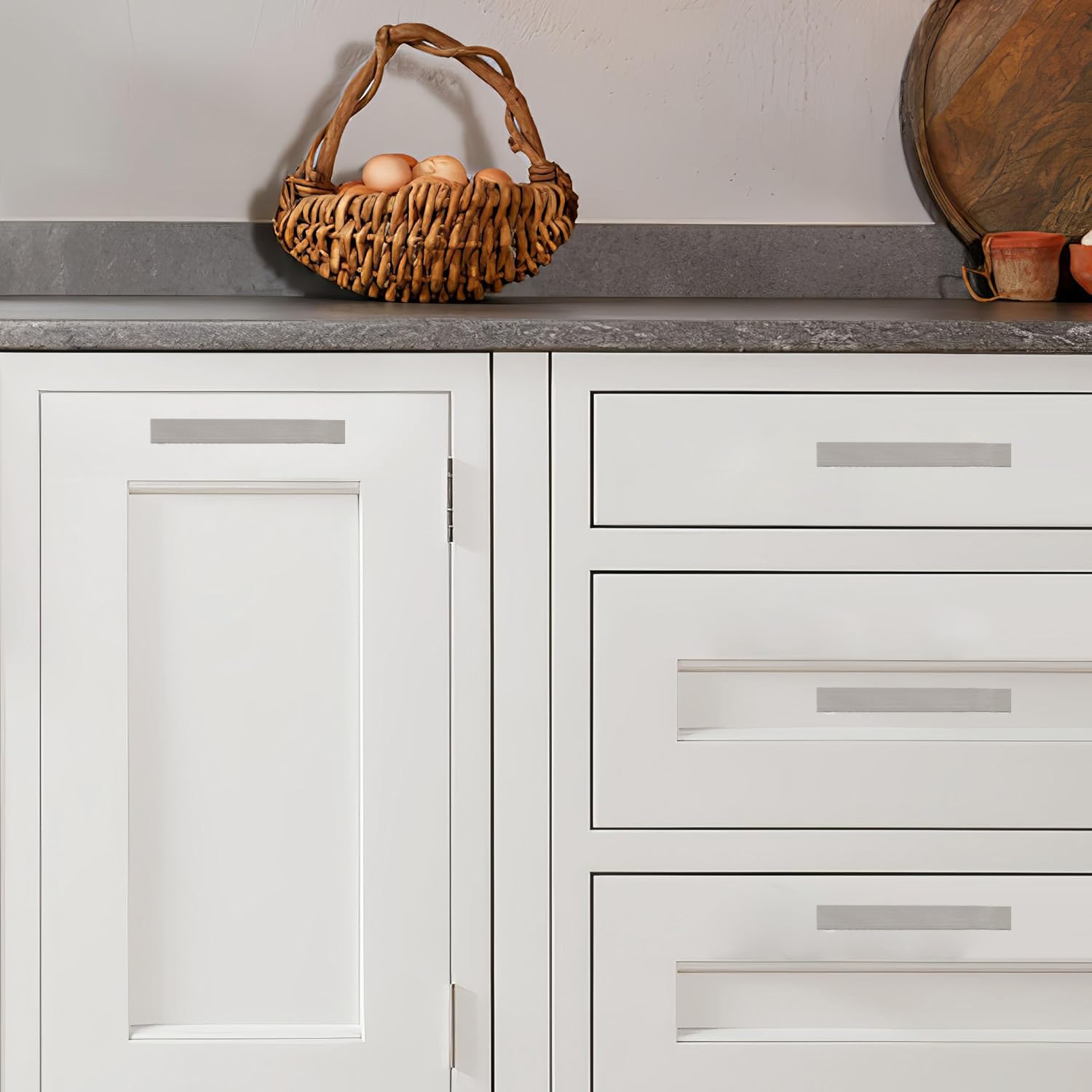 KHTUMEWARE-170038 Brushed Nickel Cabinet Pulls CTC 3-3/4 in (96 mm) 2-Pack in Brushed Nickel — KHTUMEWARE