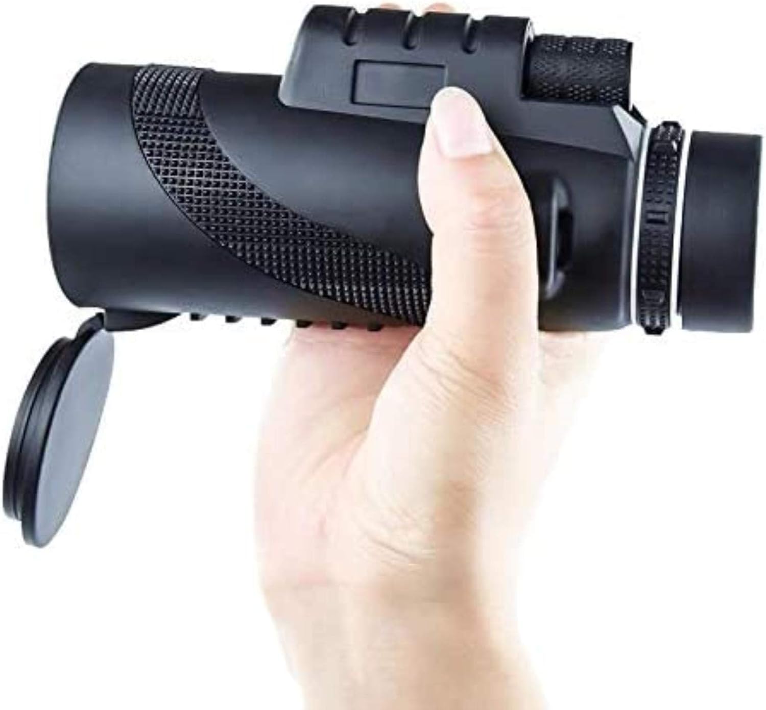 Hand holding the monocular, showing the eyepiece