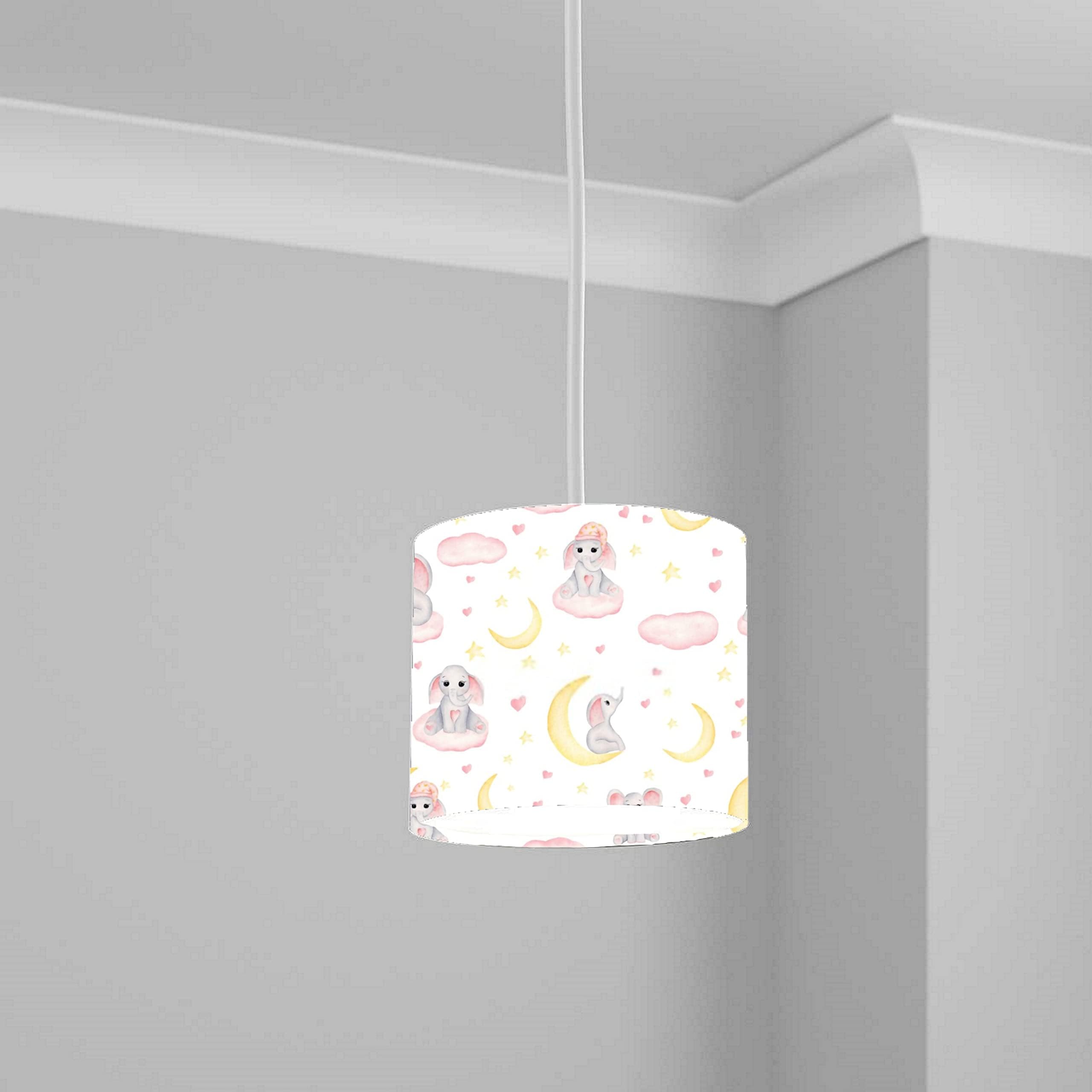 Pink Rabbit and Rainbow Ceiling Lampshade Lightshade for Nursery - 20cm x 18.5cm — image 1