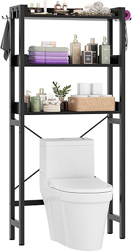 Estante de almacenamiento sobre el inodoro de 3 niveles, organizador de baño con estantes, estante de almacenamiento independiente que ahorra