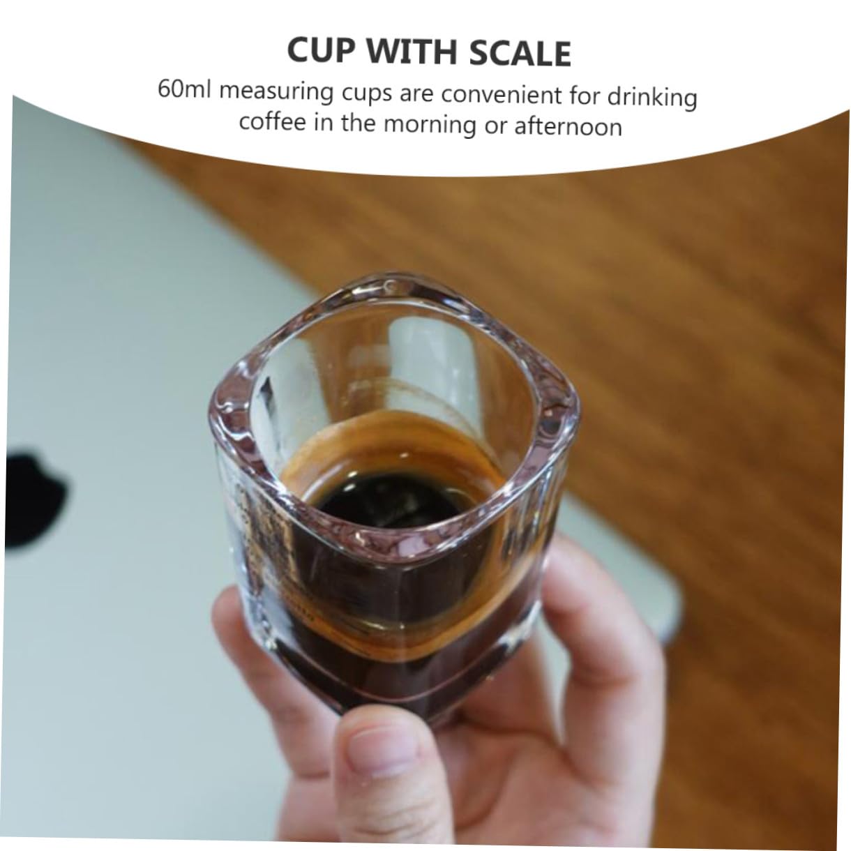 Lurrose 6 Stück Espressotassen aus Borosilikatglas mit Skala 60 ml Messbecher für Kaffee und Tee Hitzebeständig Kreatives Design für Zuhause und Schule