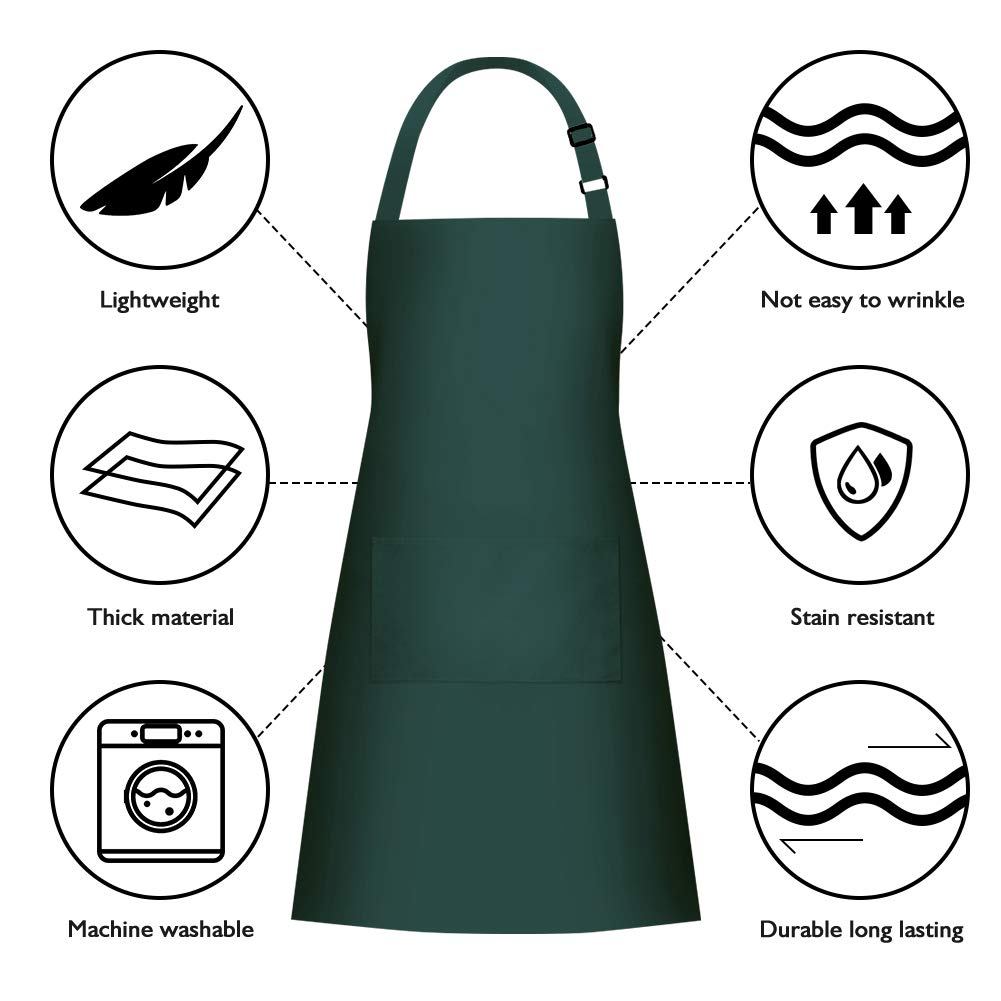 Jubatus Delantales 100% algodón con 2 bolsillos cocina chef cocina delantal ajustable para mujeres hombres