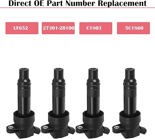 Miniatura 3 de Paquetes de 4 bobinas de encendido para L4 1.6L 2012 2013 2014 2015 2016 2017 Kia Rio Soul Hyundai Accent Veloster 1.6 bobinas de repuesto # UF652