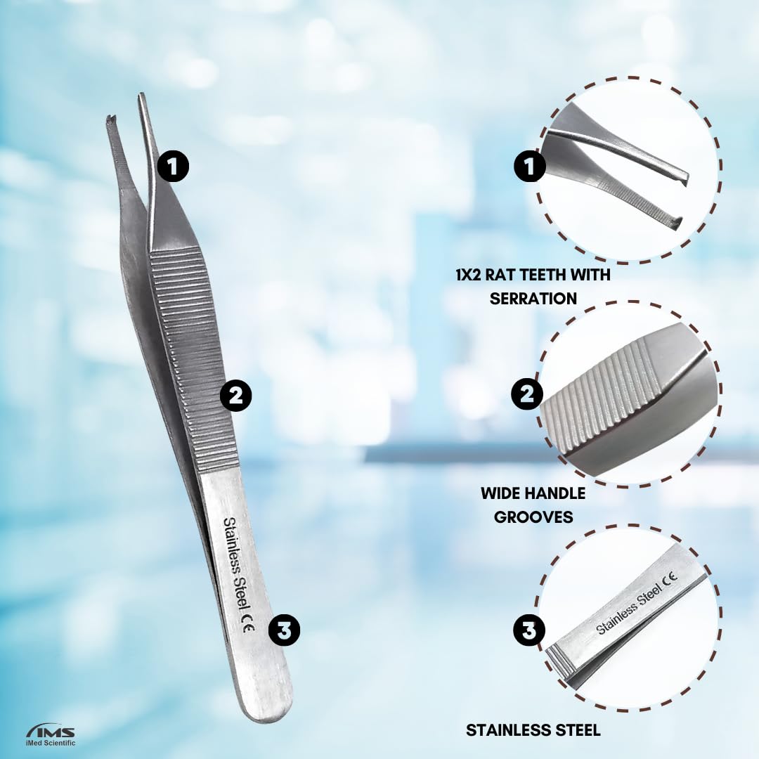 Multipurpose Adson Tissue Forceps 1x2 Teeth + Serrations 4.75