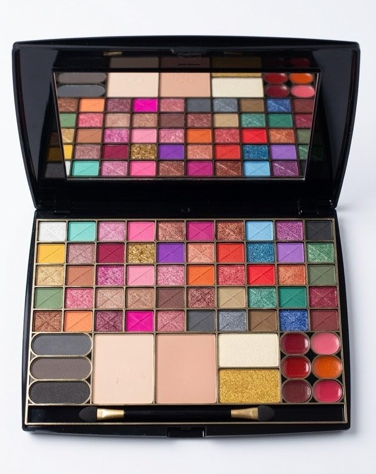Palette, Eyeshadow, Lip Colour, Face Powder, Multicolour, with Mirror and Brushes-image-8
