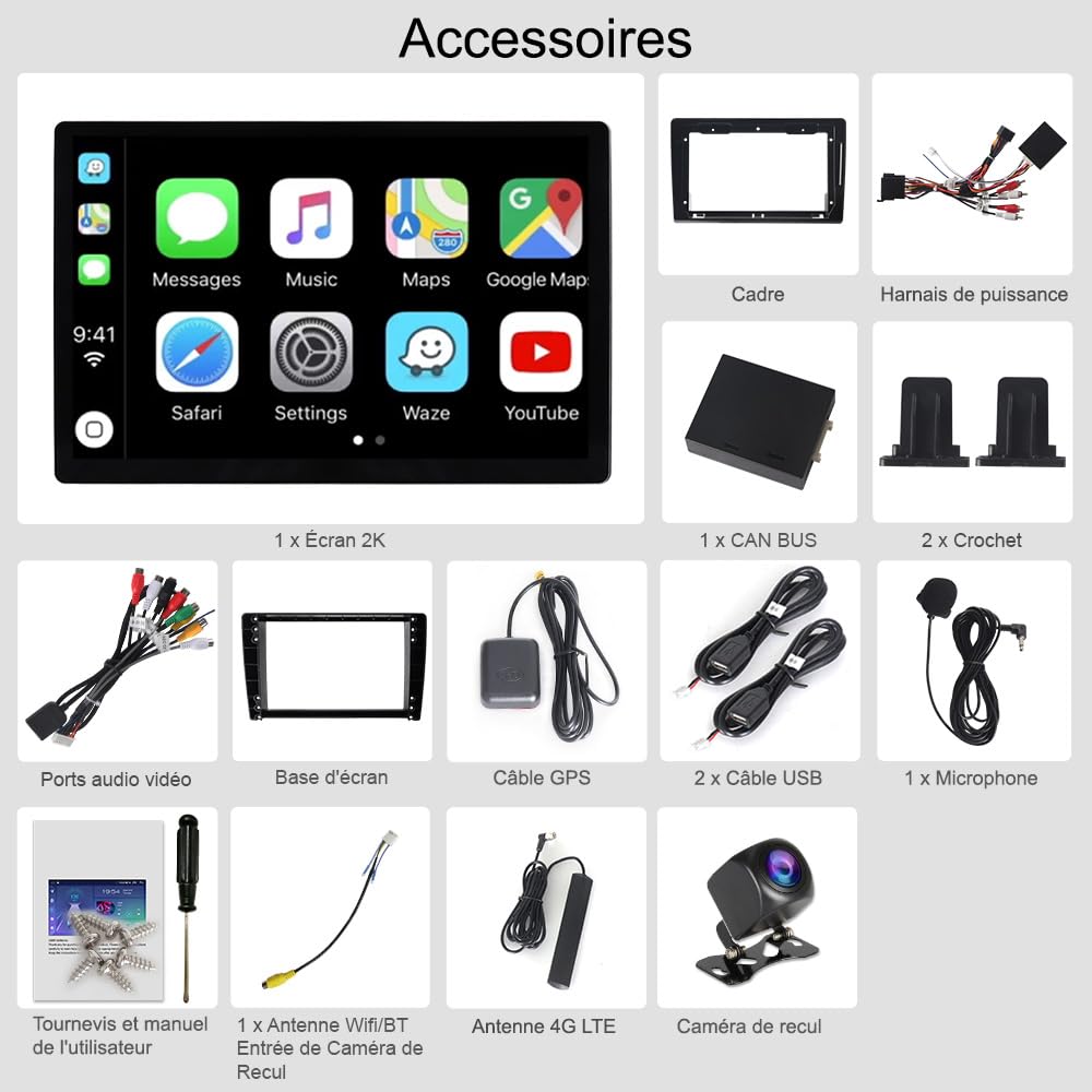 Autoradio pour Fiat Ducato/Peugeot Boxer/Citroën Jumper 2007-2023 | Ecran 13,1 Pouces QLED 2K, 8 cœurs, Android 15, 4+64GB, CarPlay Android Auto sans fil, 4G + Wi-Fi, Bluetooth 5.0, GPS